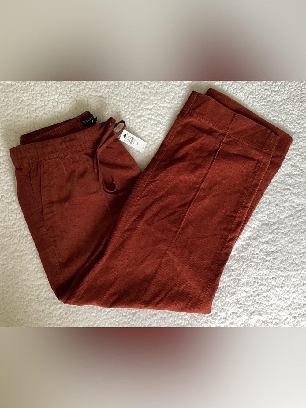 Talbots Corduroy Pull On Pants PM Rust Terracotta Cottagecore Fall NWT